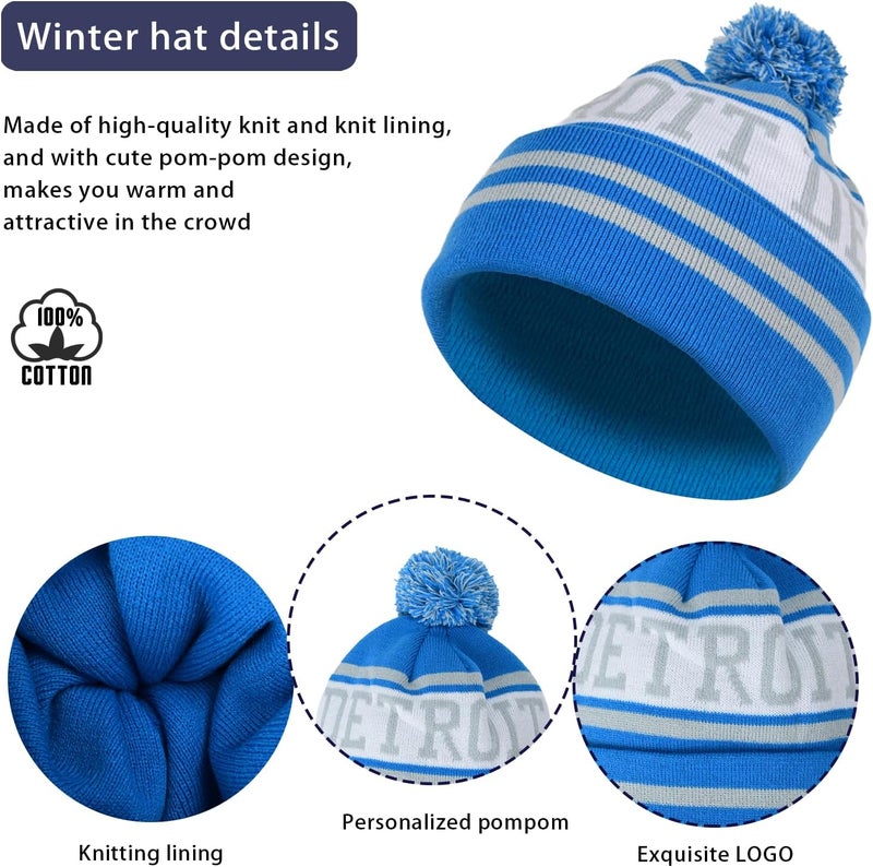 mtstaowe Vintage Classic Skull Cap Beanie Hat Cuffed Winter Hat Knit Comes with Warm Gloves Gifts for Men Women Fans - Image 2